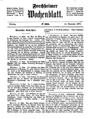 Amtsblatt für die Königlichen Bezirksämter Forchheim und Ebermannstadt sowie für die Königliche Stadt Forchheim Dienstag 16. September 1873