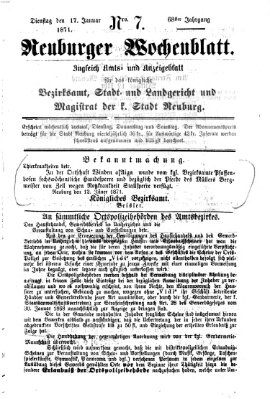 Neuburger Wochenblatt Dienstag 17. Januar 1871