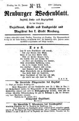 Neuburger Wochenblatt Dienstag 31. Januar 1871