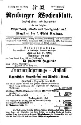 Neuburger Wochenblatt Samstag 18. März 1871
