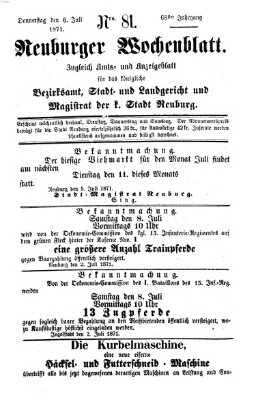 Neuburger Wochenblatt Donnerstag 6. Juli 1871
