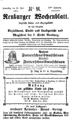 Neuburger Wochenblatt Donnerstag 27. Juli 1871