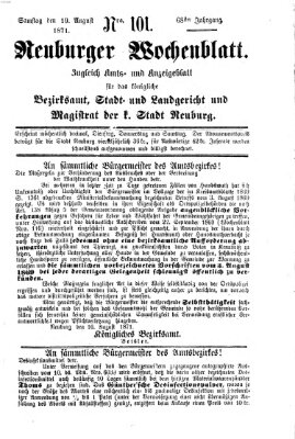 Neuburger Wochenblatt Samstag 19. August 1871
