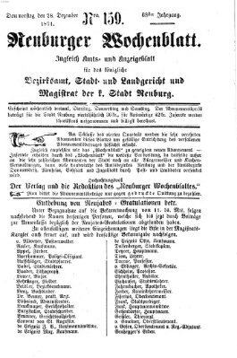 Neuburger Wochenblatt Donnerstag 28. Dezember 1871