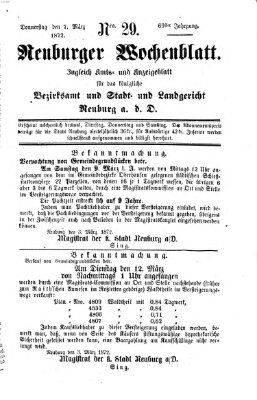 Neuburger Wochenblatt Donnerstag 7. März 1872