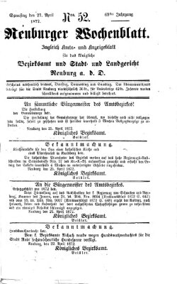 Neuburger Wochenblatt Samstag 27. April 1872