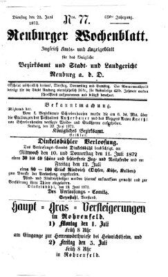 Neuburger Wochenblatt Dienstag 25. Juni 1872
