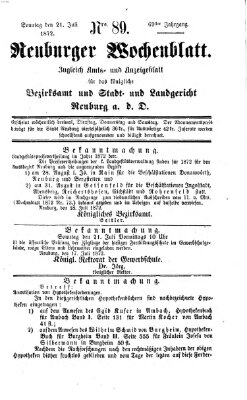 Neuburger Wochenblatt Sonntag 21. Juli 1872