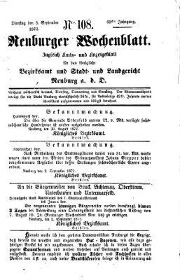 Neuburger Wochenblatt Dienstag 3. September 1872