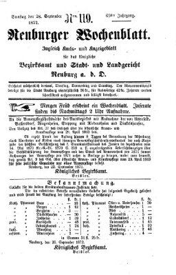 Neuburger Wochenblatt Samstag 28. September 1872