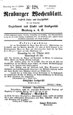 Neuburger Wochenblatt Donnerstag 17. Oktober 1872