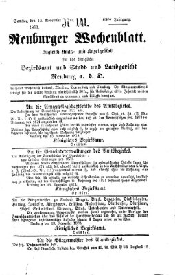 Neuburger Wochenblatt Samstag 16. November 1872