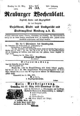 Neuburger Wochenblatt Samstag 22. März 1873