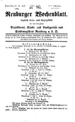 Neuburger Wochenblatt Donnerstag 17. Juli 1873