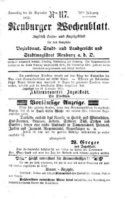 Neuburger Wochenblatt Donnerstag 25. September 1873