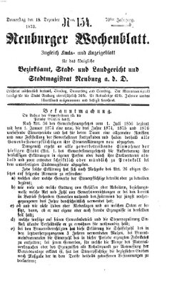 Neuburger Wochenblatt Donnerstag 18. Dezember 1873