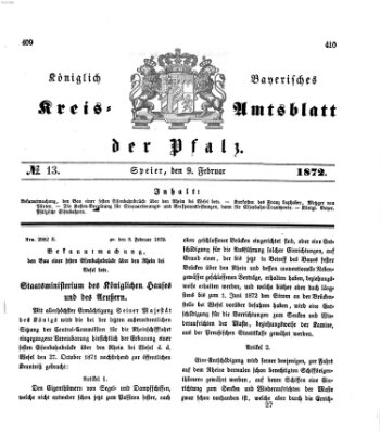 Königlich-bayerisches Kreis-Amtsblatt der Pfalz (Königlich bayerisches Amts- und Intelligenzblatt für die Pfalz) Freitag 9. Februar 1872