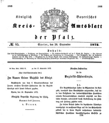 Königlich-bayerisches Kreis-Amtsblatt der Pfalz (Königlich bayerisches Amts- und Intelligenzblatt für die Pfalz) Samstag 28. September 1872