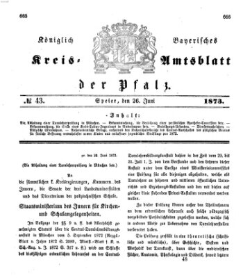Königlich-bayerisches Kreis-Amtsblatt der Pfalz (Königlich bayerisches Amts- und Intelligenzblatt für die Pfalz) Donnerstag 26. Juni 1873