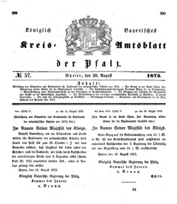 Königlich-bayerisches Kreis-Amtsblatt der Pfalz (Königlich bayerisches Amts- und Intelligenzblatt für die Pfalz) Mittwoch 20. August 1873