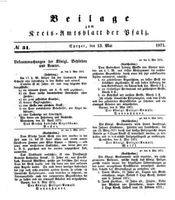 Königlich-bayerisches Kreis-Amtsblatt der Pfalz (Königlich bayerisches Amts- und Intelligenzblatt für die Pfalz) Samstag 13. Mai 1871