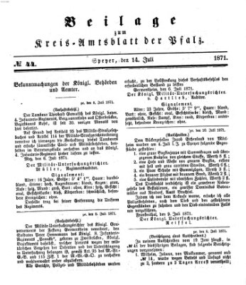 Königlich-bayerisches Kreis-Amtsblatt der Pfalz (Königlich bayerisches Amts- und Intelligenzblatt für die Pfalz) Freitag 14. Juli 1871