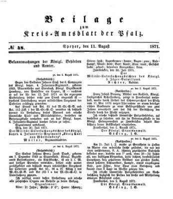 Königlich-bayerisches Kreis-Amtsblatt der Pfalz (Königlich bayerisches Amts- und Intelligenzblatt für die Pfalz) Freitag 11. August 1871