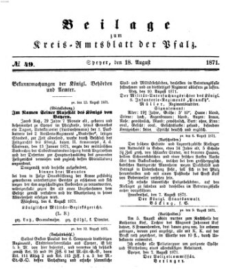 Königlich-bayerisches Kreis-Amtsblatt der Pfalz (Königlich bayerisches Amts- und Intelligenzblatt für die Pfalz) Freitag 18. August 1871