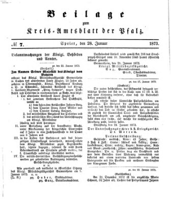 Königlich-bayerisches Kreis-Amtsblatt der Pfalz (Königlich bayerisches Amts- und Intelligenzblatt für die Pfalz) Dienstag 28. Januar 1873