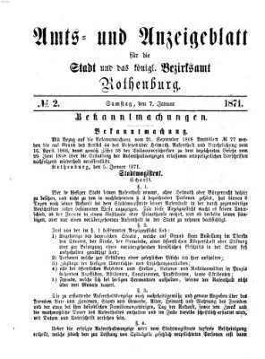 Amts- und Anzeigenblatt für die Stadt und das Königl. Bezirksamt Rothenburg Samstag 7. Januar 1871