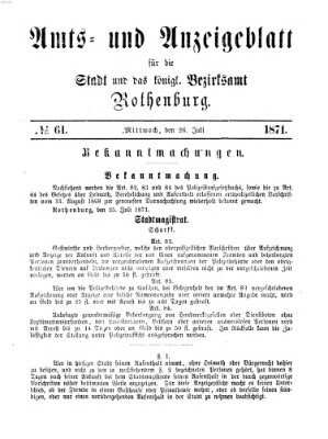 Amts- und Anzeigenblatt für die Stadt und das Königl. Bezirksamt Rothenburg Mittwoch 26. Juli 1871