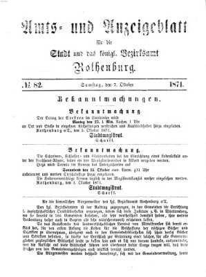 Amts- und Anzeigenblatt für die Stadt und das Königl. Bezirksamt Rothenburg Samstag 7. Oktober 1871