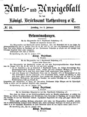 Amts- und Anzeigenblatt für das Königliche Bezirksamt Rothenburg o.T. (Amts- und Anzeigenblatt für die Stadt und das Königl. Bezirksamt Rothenburg) Samstag 3. Februar 1872