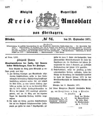 Königlich-bayerisches Kreis-Amtsblatt von Oberbayern (Münchner Intelligenzblatt) Dienstag 26. September 1871