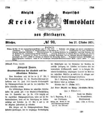 Königlich-bayerisches Kreis-Amtsblatt von Oberbayern (Münchner Intelligenzblatt) Freitag 27. Oktober 1871