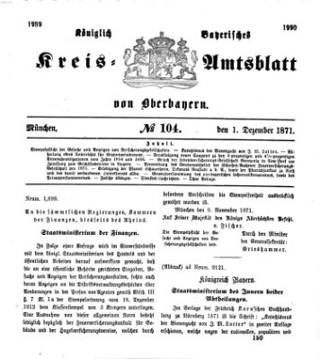 Königlich-bayerisches Kreis-Amtsblatt von Oberbayern (Münchner Intelligenzblatt) Freitag 1. Dezember 1871