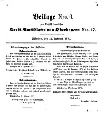 Königlich-bayerisches Kreis-Amtsblatt von Oberbayern (Münchner Intelligenzblatt) Dienstag 14. Februar 1871