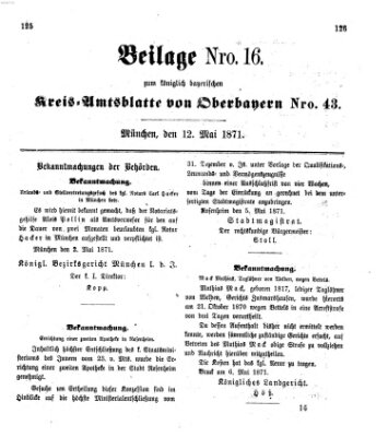 Königlich-bayerisches Kreis-Amtsblatt von Oberbayern (Münchner Intelligenzblatt) Freitag 12. Mai 1871