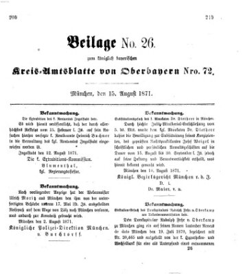Königlich-bayerisches Kreis-Amtsblatt von Oberbayern (Münchner Intelligenzblatt) Dienstag 15. August 1871