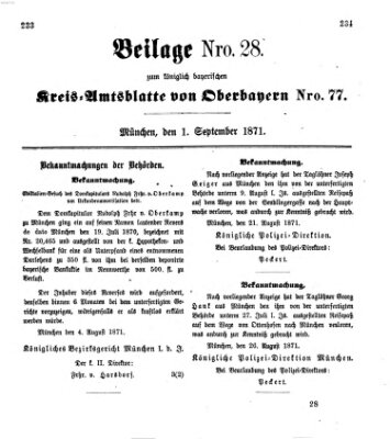 Königlich-bayerisches Kreis-Amtsblatt von Oberbayern (Münchner Intelligenzblatt) Freitag 1. September 1871