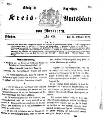 Königlich-bayerisches Kreis-Amtsblatt von Oberbayern (Münchner Intelligenzblatt) Dienstag 15. Oktober 1872