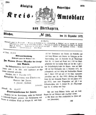 Königlich-bayerisches Kreis-Amtsblatt von Oberbayern (Münchner Intelligenzblatt) Dienstag 10. Dezember 1872