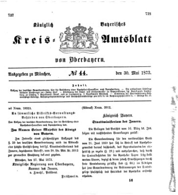 Königlich-bayerisches Kreis-Amtsblatt von Oberbayern (Münchner Intelligenzblatt) Freitag 30. Mai 1873