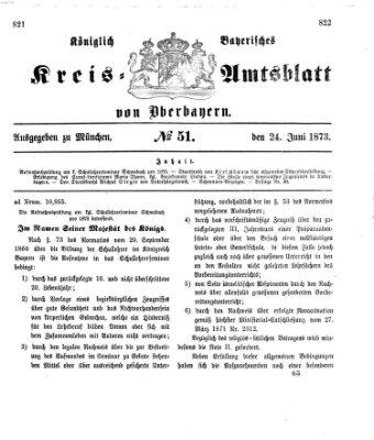 Königlich-bayerisches Kreis-Amtsblatt von Oberbayern (Münchner Intelligenzblatt) Dienstag 24. Juni 1873