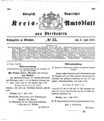 Königlich-bayerisches Kreis-Amtsblatt von Oberbayern (Münchner Intelligenzblatt) Dienstag 8. Juli 1873