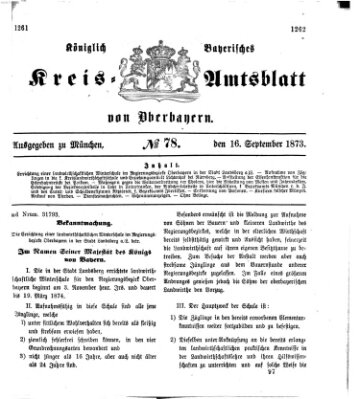 Königlich-bayerisches Kreis-Amtsblatt von Oberbayern (Münchner Intelligenzblatt) Dienstag 16. September 1873
