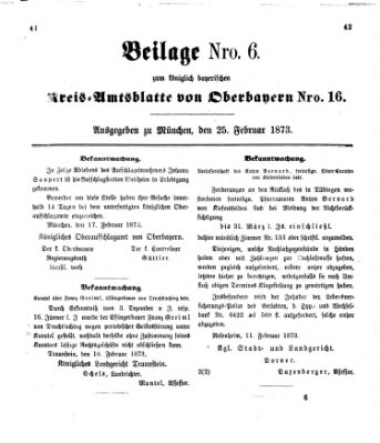 Königlich-bayerisches Kreis-Amtsblatt von Oberbayern (Münchner Intelligenzblatt) Dienstag 25. Februar 1873