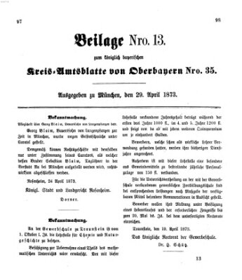 Königlich-bayerisches Kreis-Amtsblatt von Oberbayern (Münchner Intelligenzblatt) Dienstag 29. April 1873