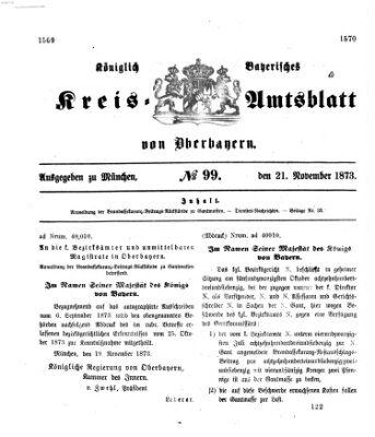 Königlich-bayerisches Kreis-Amtsblatt von Oberbayern (Münchner Intelligenzblatt) Freitag 21. November 1873
