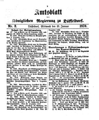 Amtsblatt für den Regierungsbezirk Düsseldorf Mittwoch 12. Januar 1870